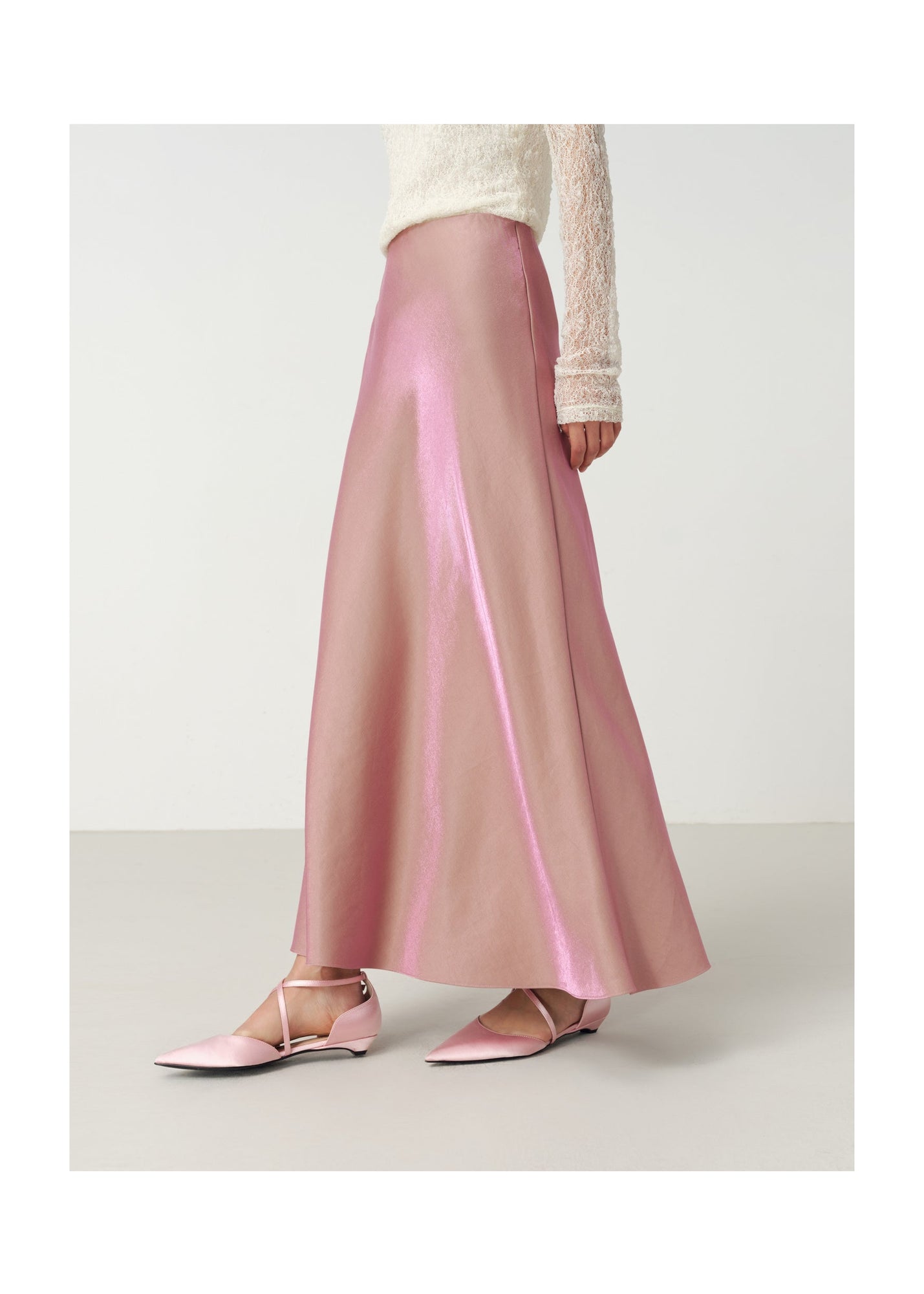Satin A-Line Skirt | Pink