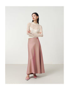 Satin A-Line Skirt | Pink