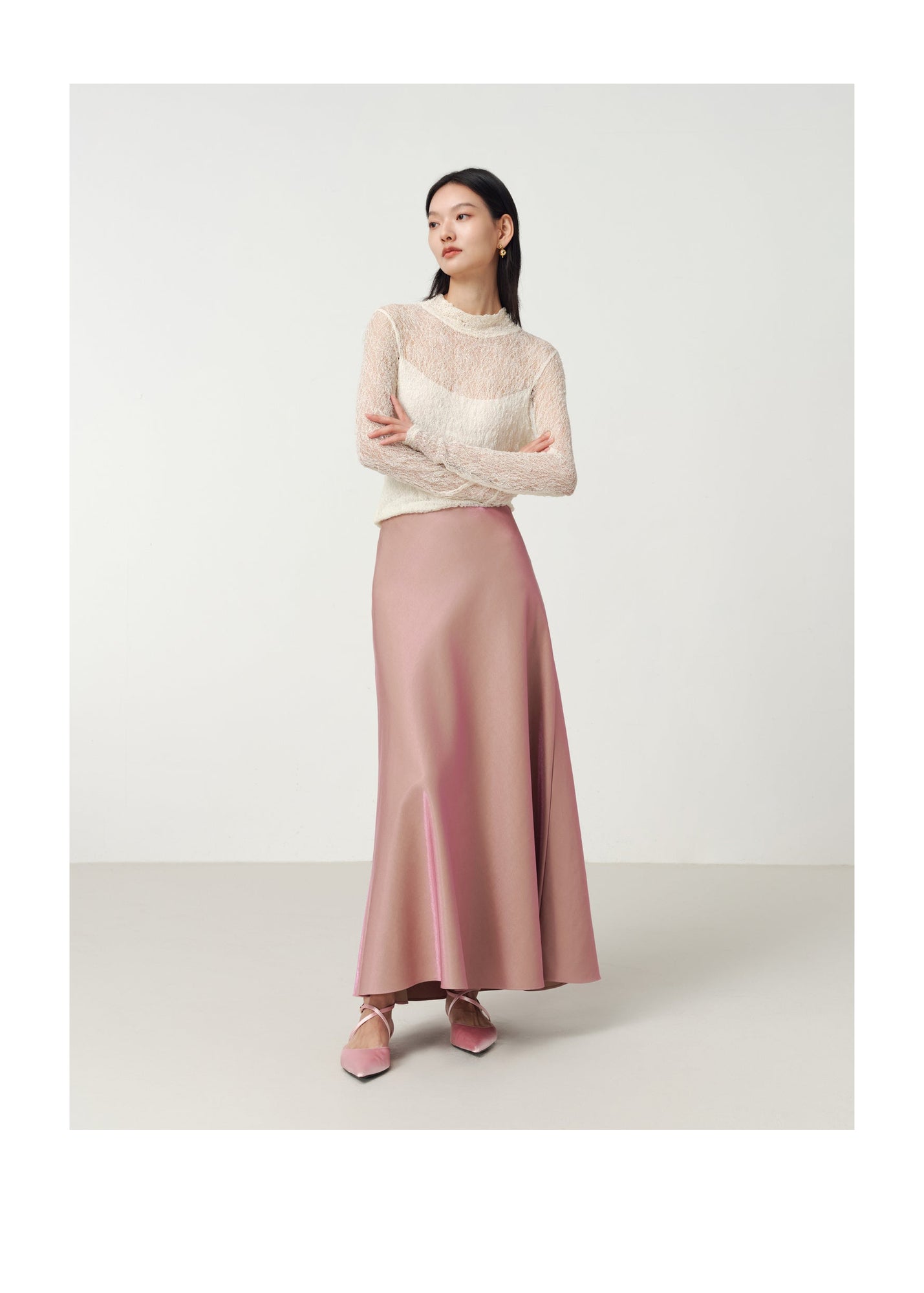 Satin A-Line Skirt | Pink