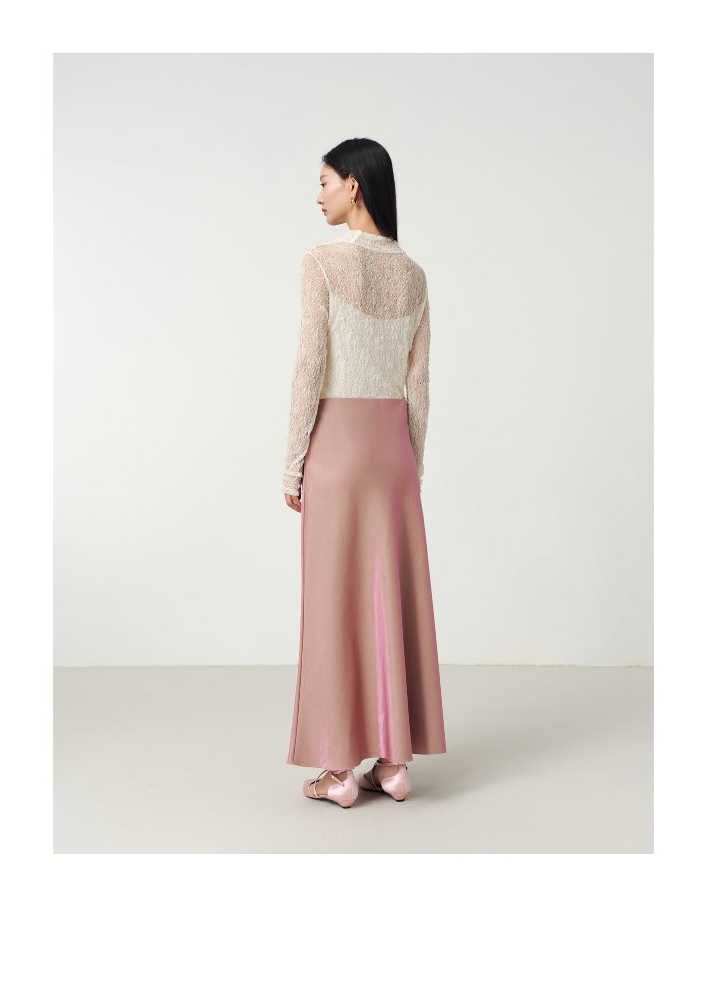 Satin A-Line Skirt | Pink