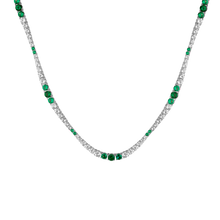 Lab Grown Emerald and White Sapphire Scalloped Tennis Necklace Vermeil White Gold 16in First