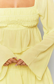 Sean Chiffon Long Sleeve Top | Yellow