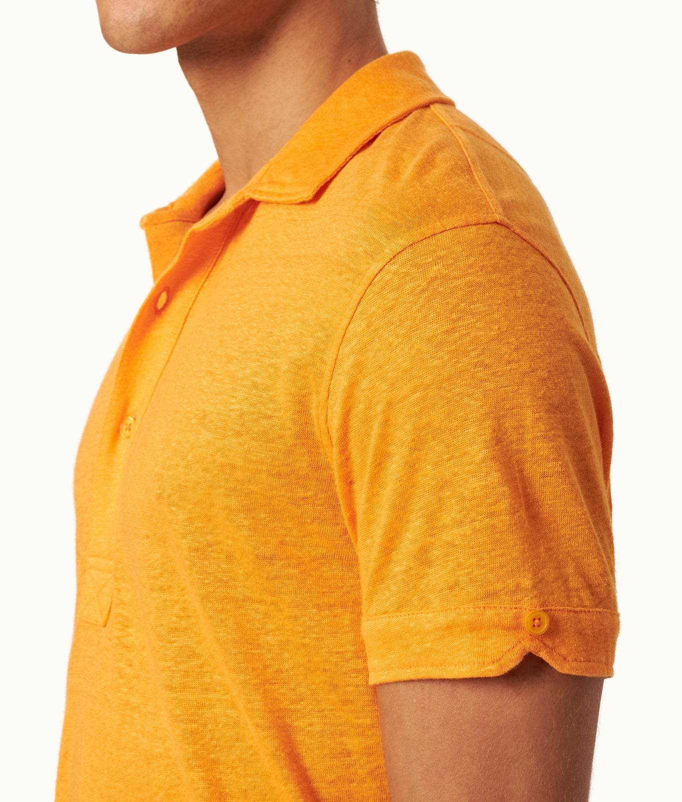 Sebastian Linen Tailored Fit Linen Polo Shirt | Calypso Orange
