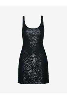 Sequin Scoop Neck Tank Dress | Black