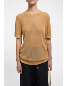 Shalott | Ribbed Relaxed T-Shirt | Biscotti