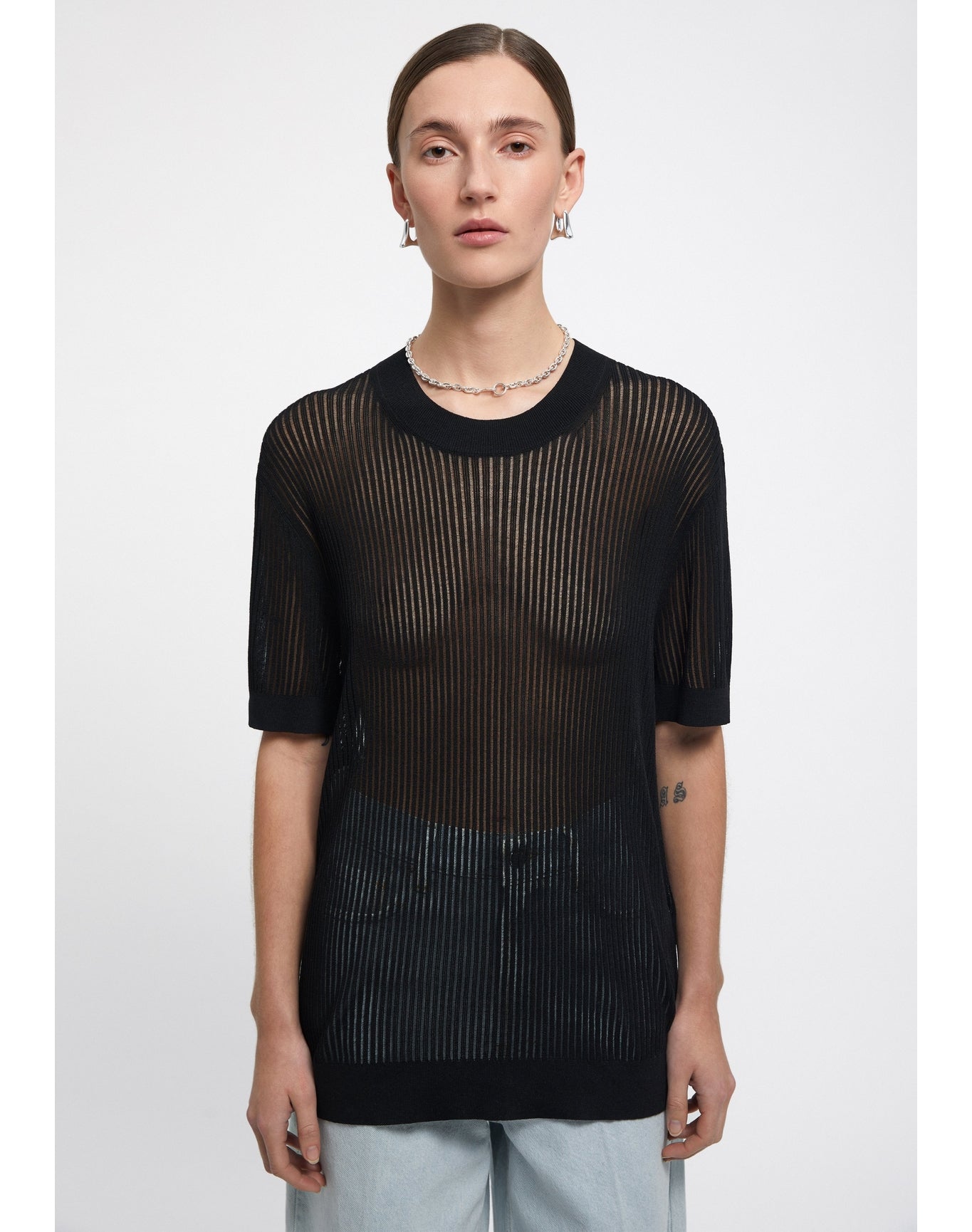 Shalott | Ribbed Relaxed T-Shirt | Black