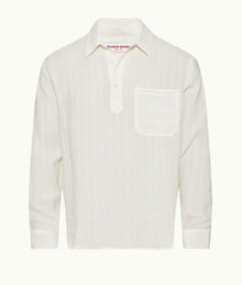 Shanklin Linen Tonal Stripe Relaxed Fit Overhead Shirt Woven | Thasos Beach