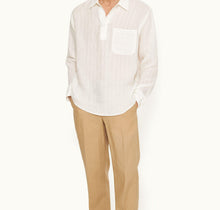 Shanklin Linen Tonal Stripe Relaxed Fit Overhead Shirt Woven | Thasos Beach