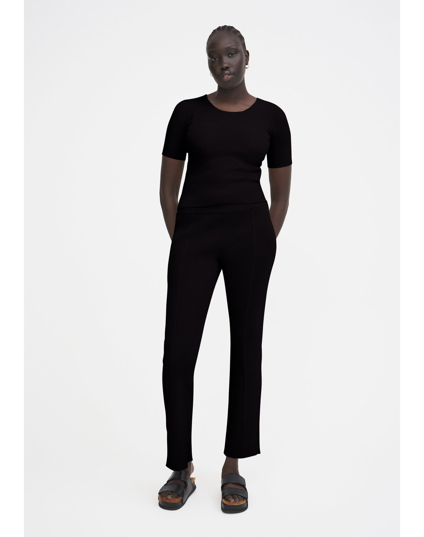 Shell Eco Stretch | Ribbed-Knit Top | Black