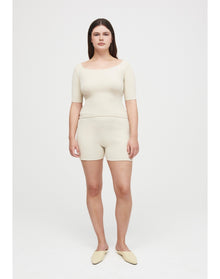 Shell Eco Stretch | Ribbed-Knit Top | Cream