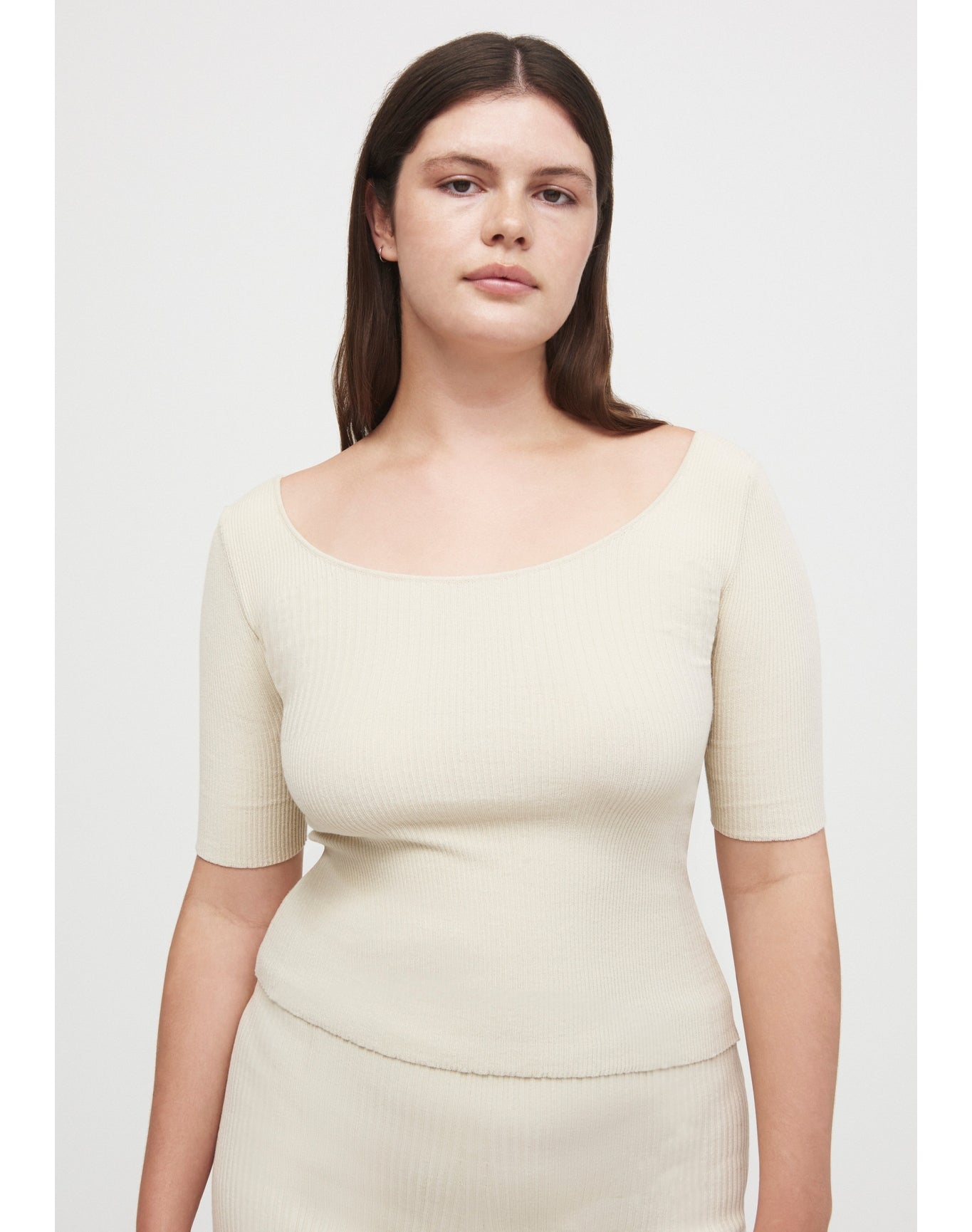 Shell Eco Stretch | Ribbed-Knit Top | Cream