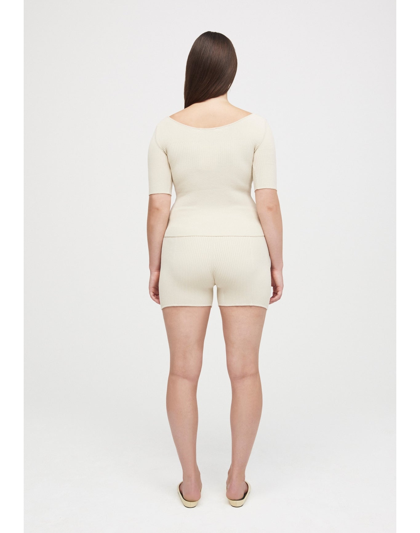 Shell Eco Stretch | Ribbed-Knit Top | Cream