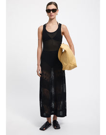 Shirley | Lace Knit Maxi Dress | Black