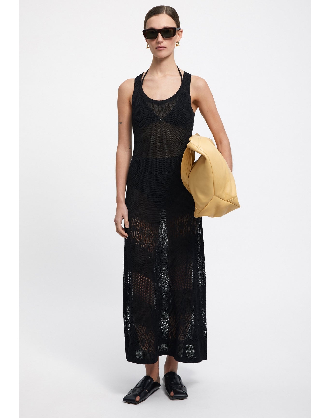 Shirley | Lace Knit Maxi Dress | Black