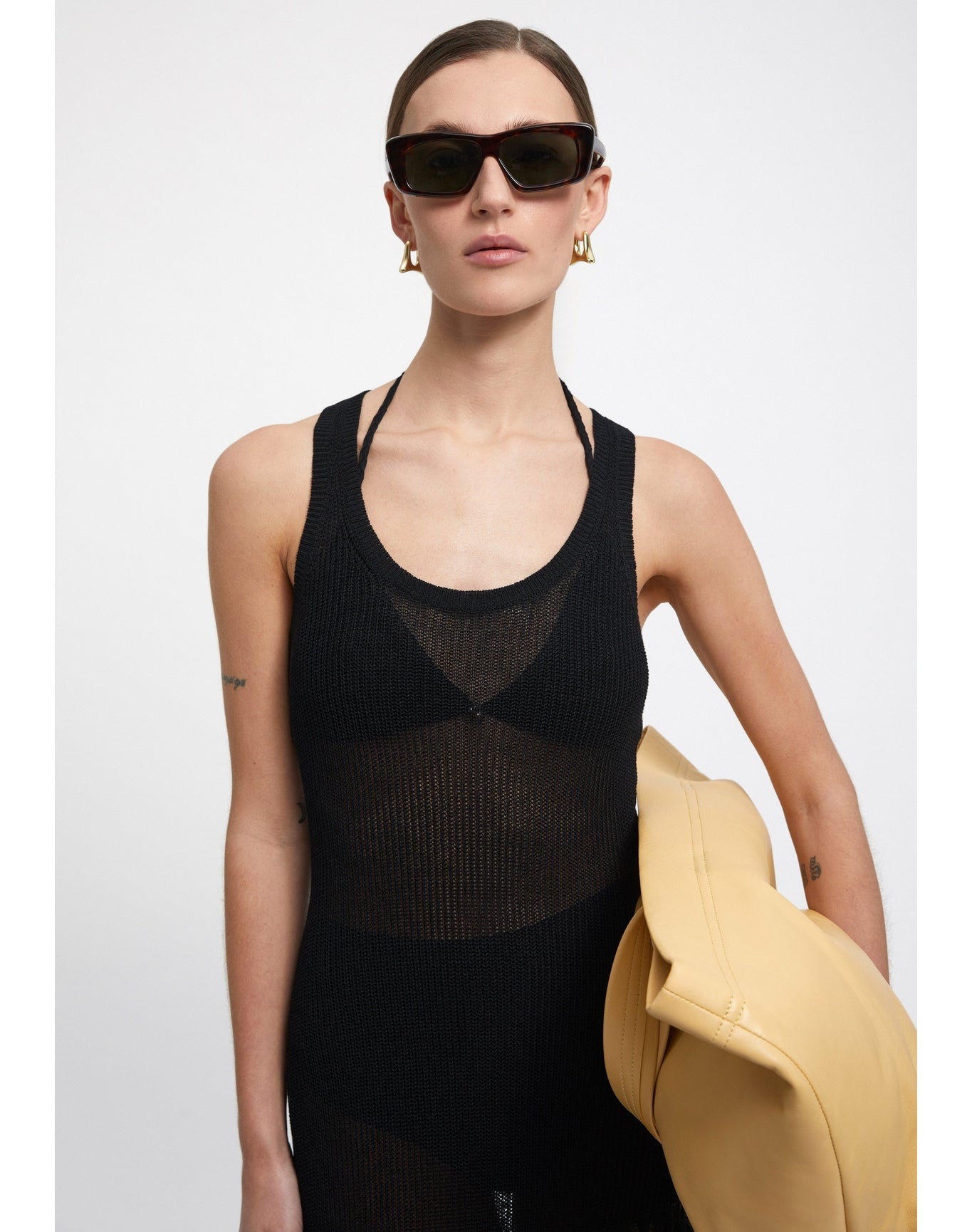 Shirley | Lace Knit Maxi Dress | Black