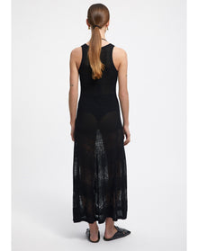 Shirley | Lace Knit Maxi Dress | Black