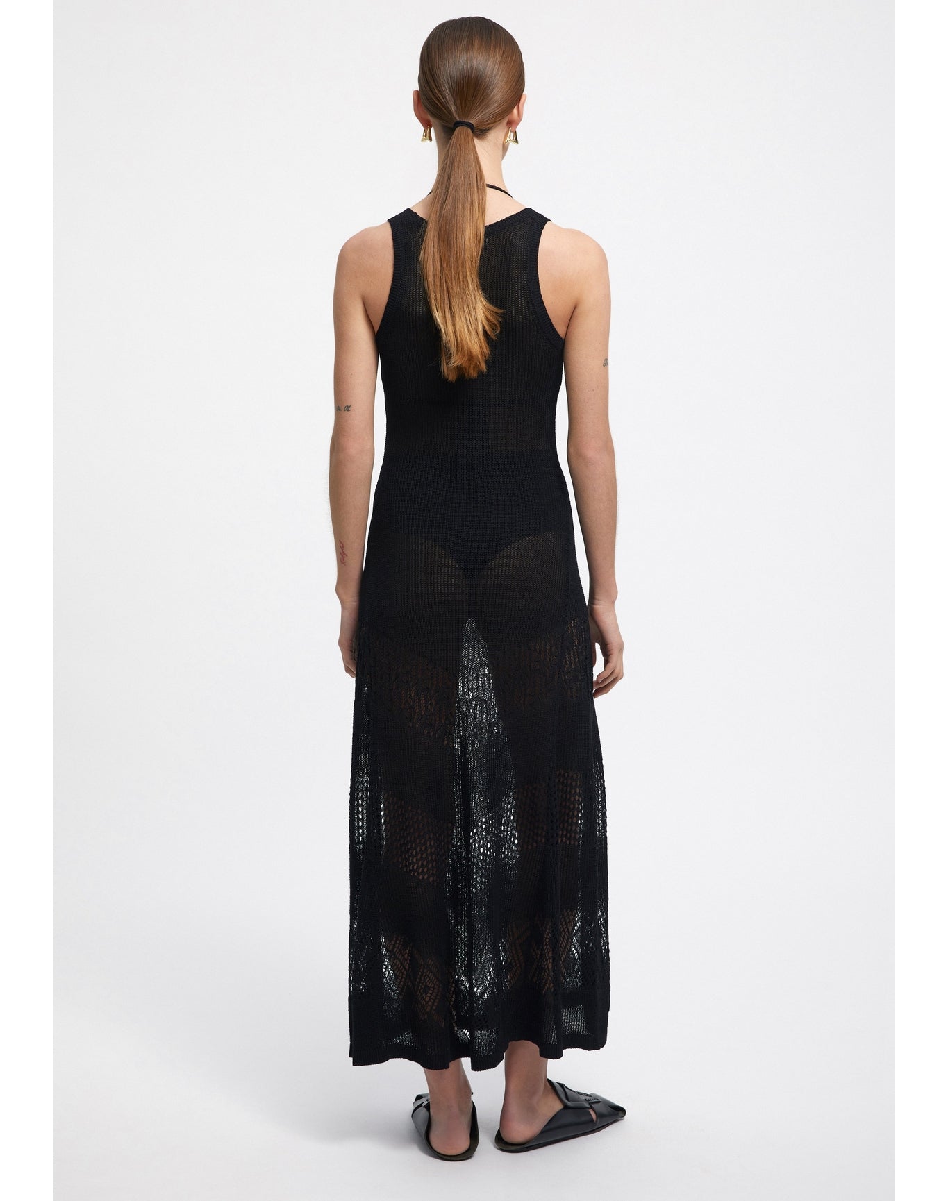 Shirley | Lace Knit Maxi Dress | Black