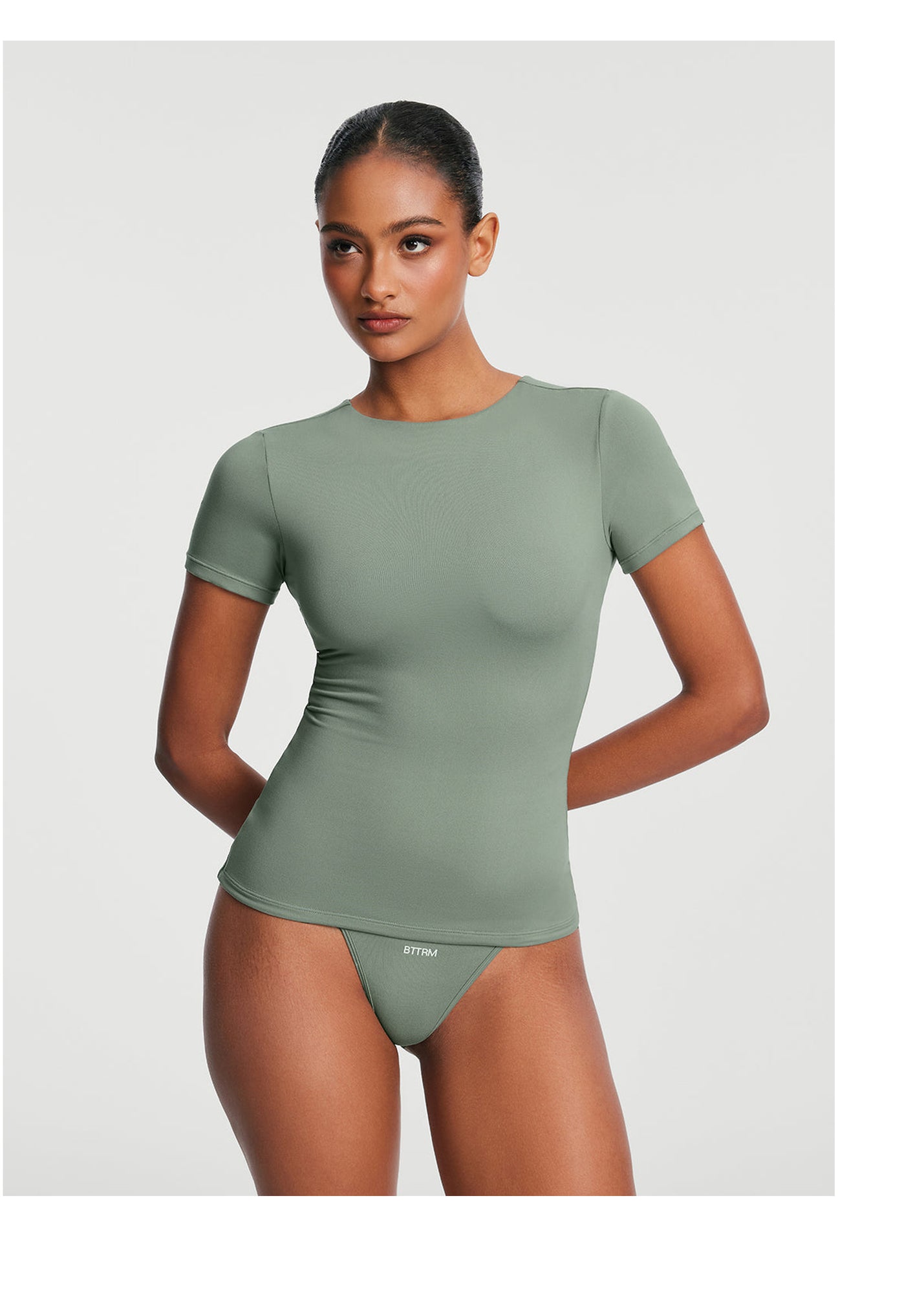 Short Sleeve Crew Neck Top | Sage Green