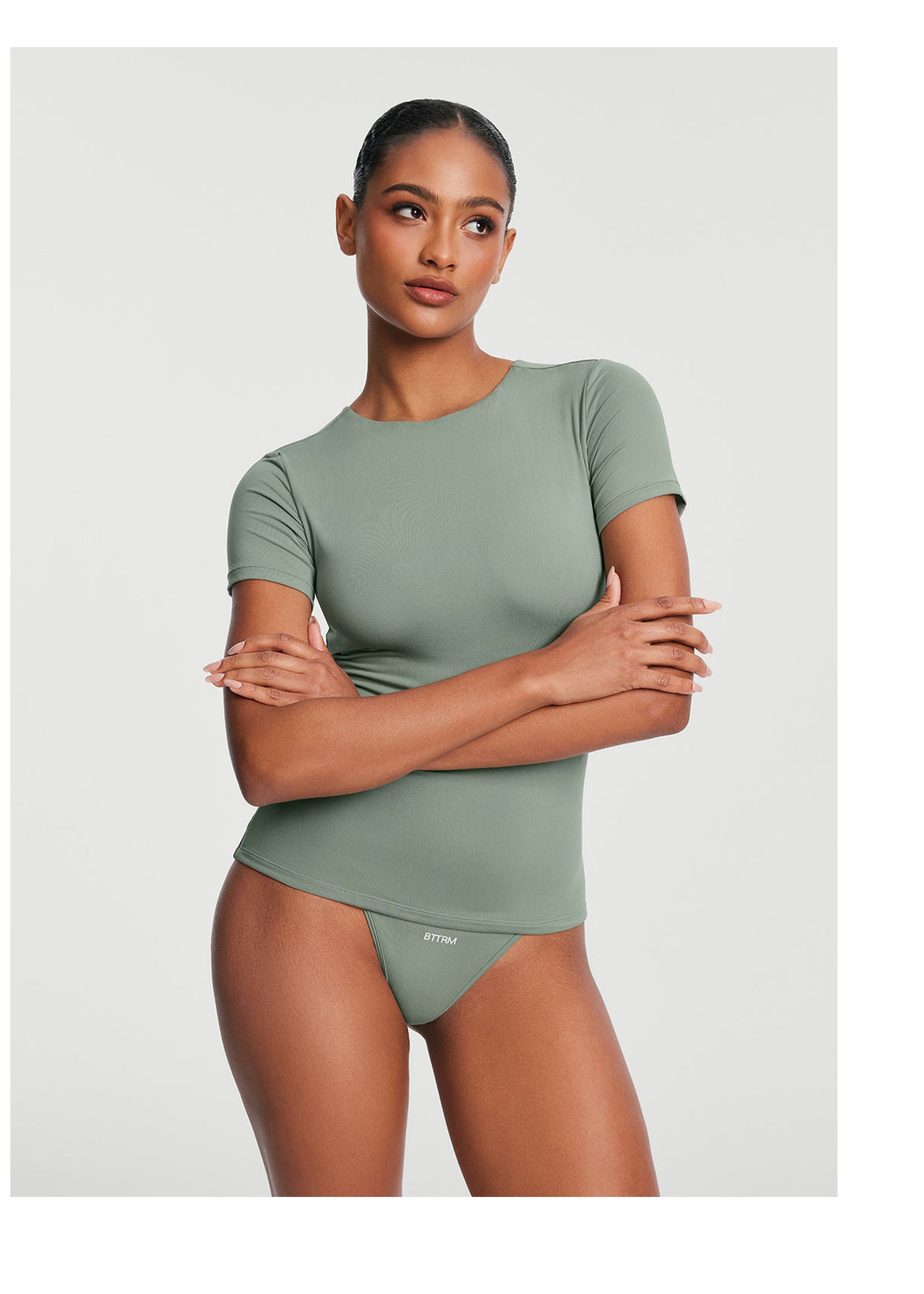 Short Sleeve Crew Neck Top | Sage Green