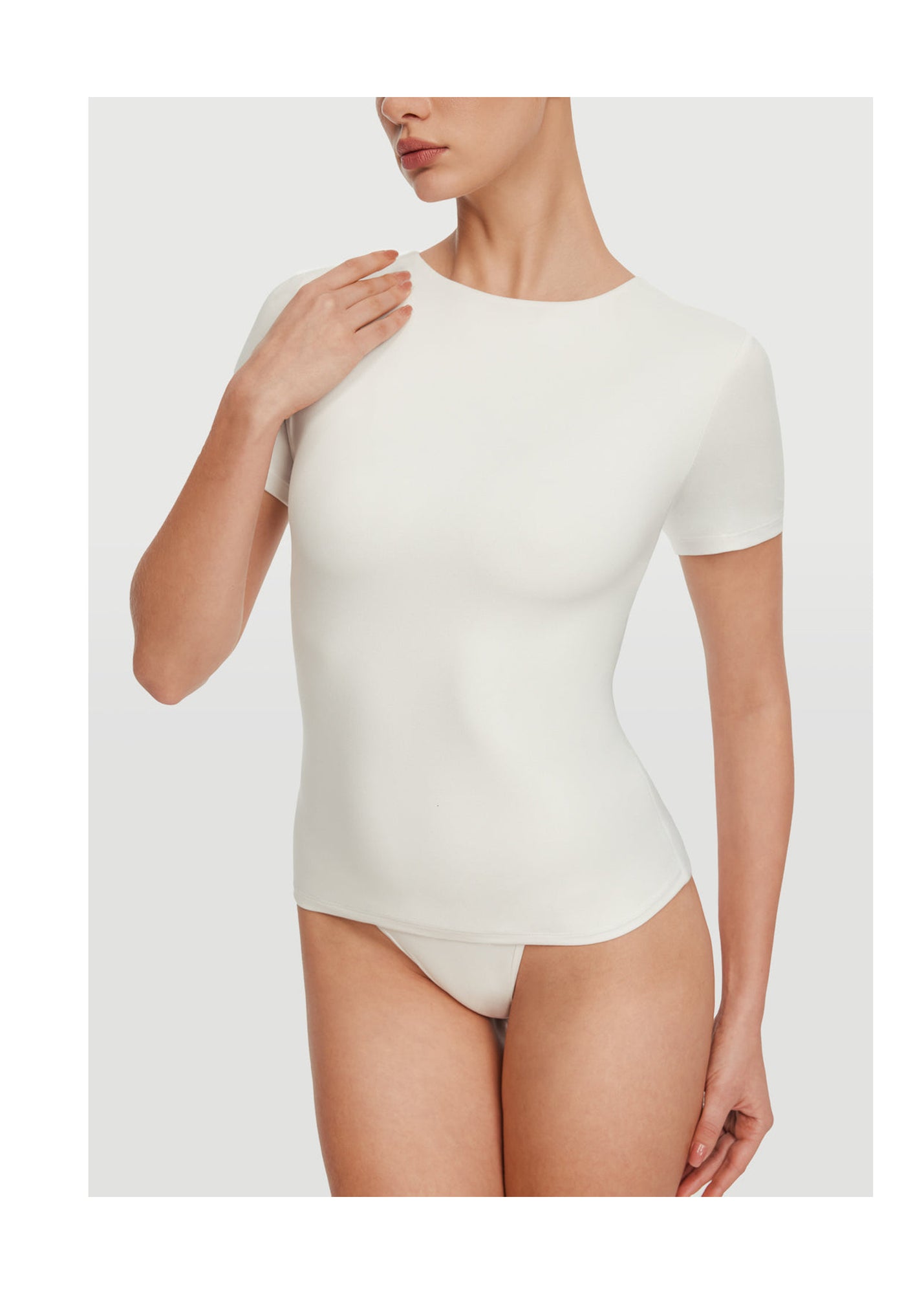 Short Sleeve Crew Neck Top | White