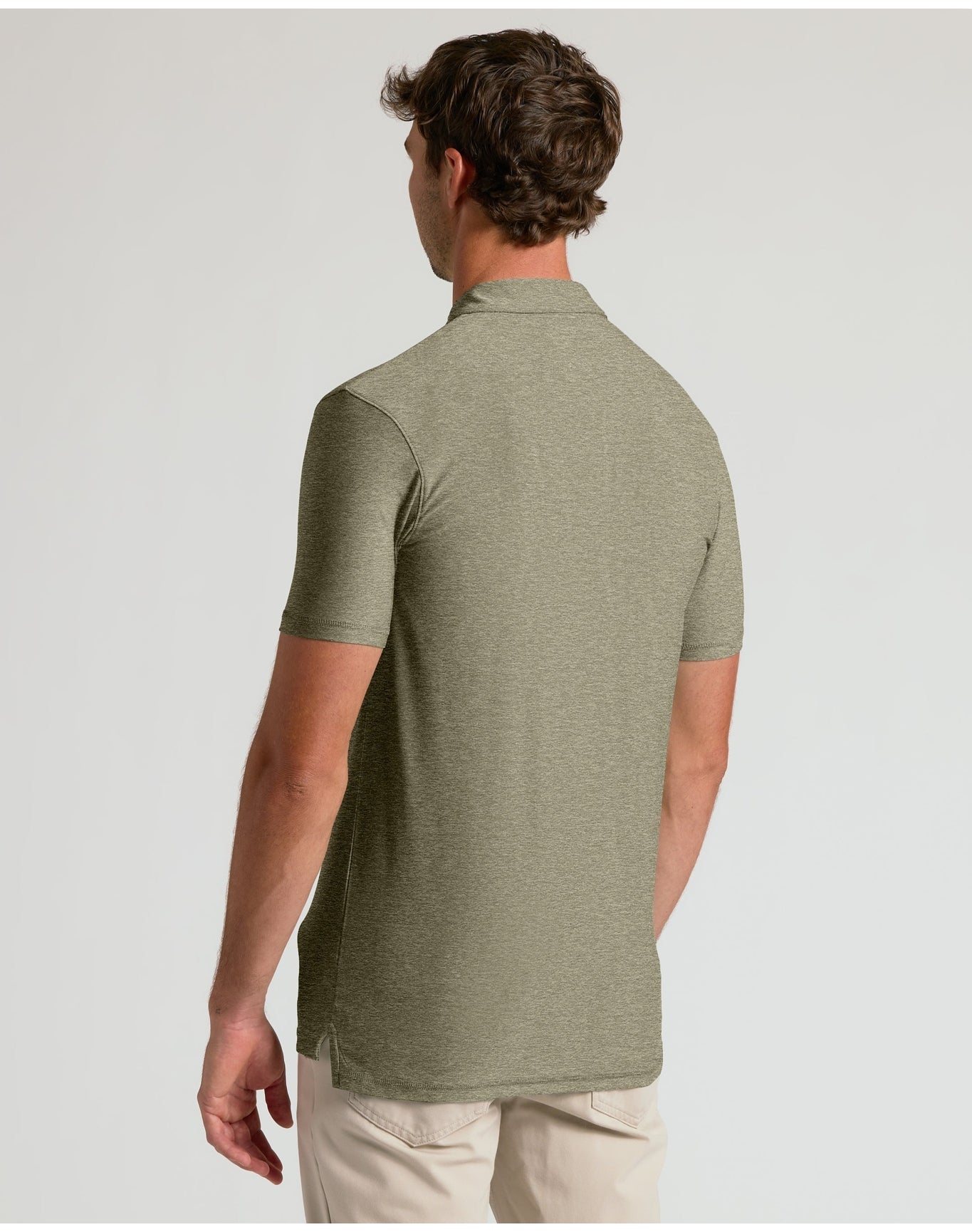 Short Sleeve Tall Active Polo | Heather Military Green