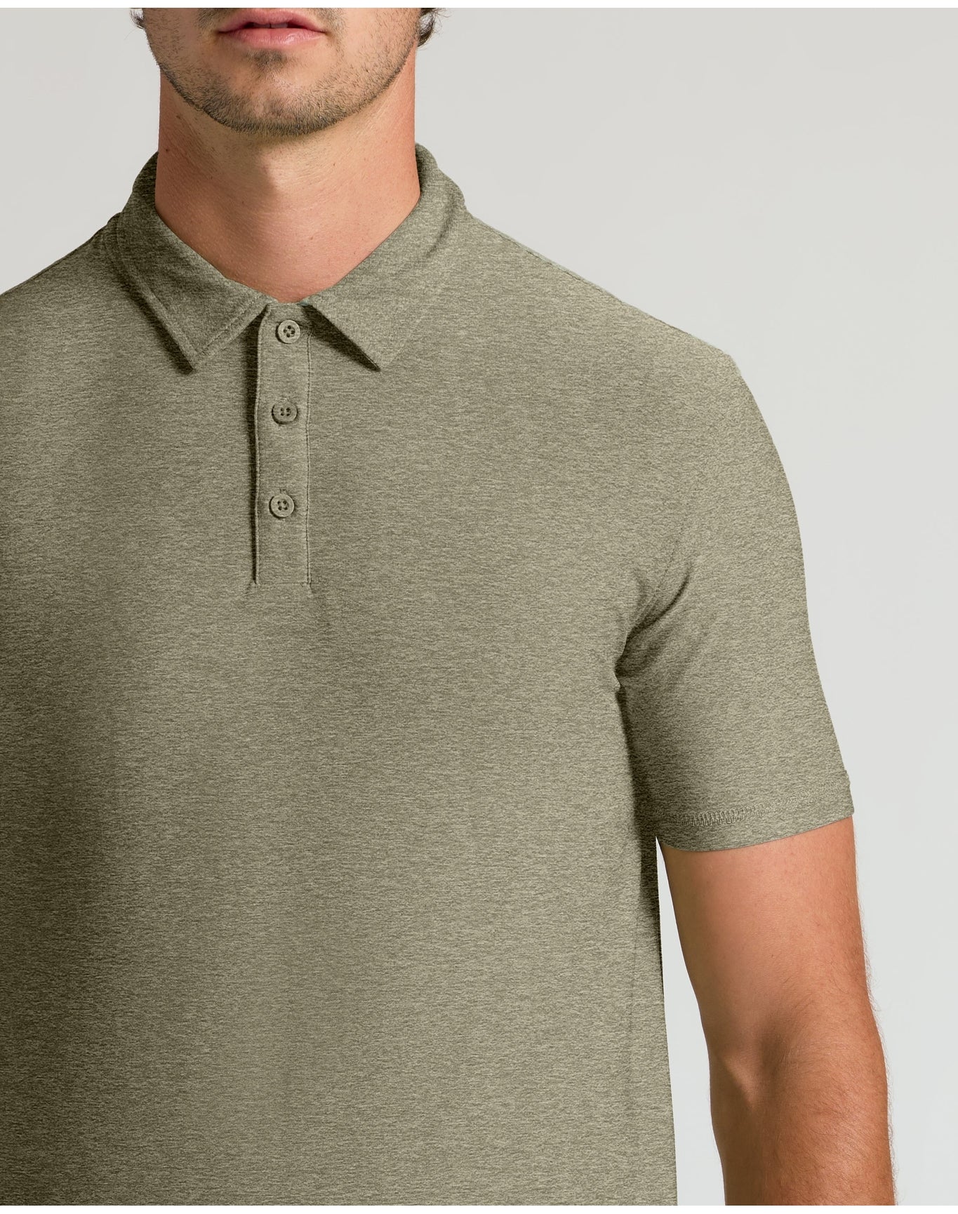 Short Sleeve Tall Active Polo | Heather Military Green