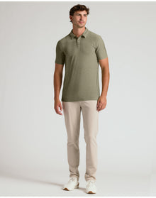 Short Sleeve Tall Active Polo | Heather Military Green
