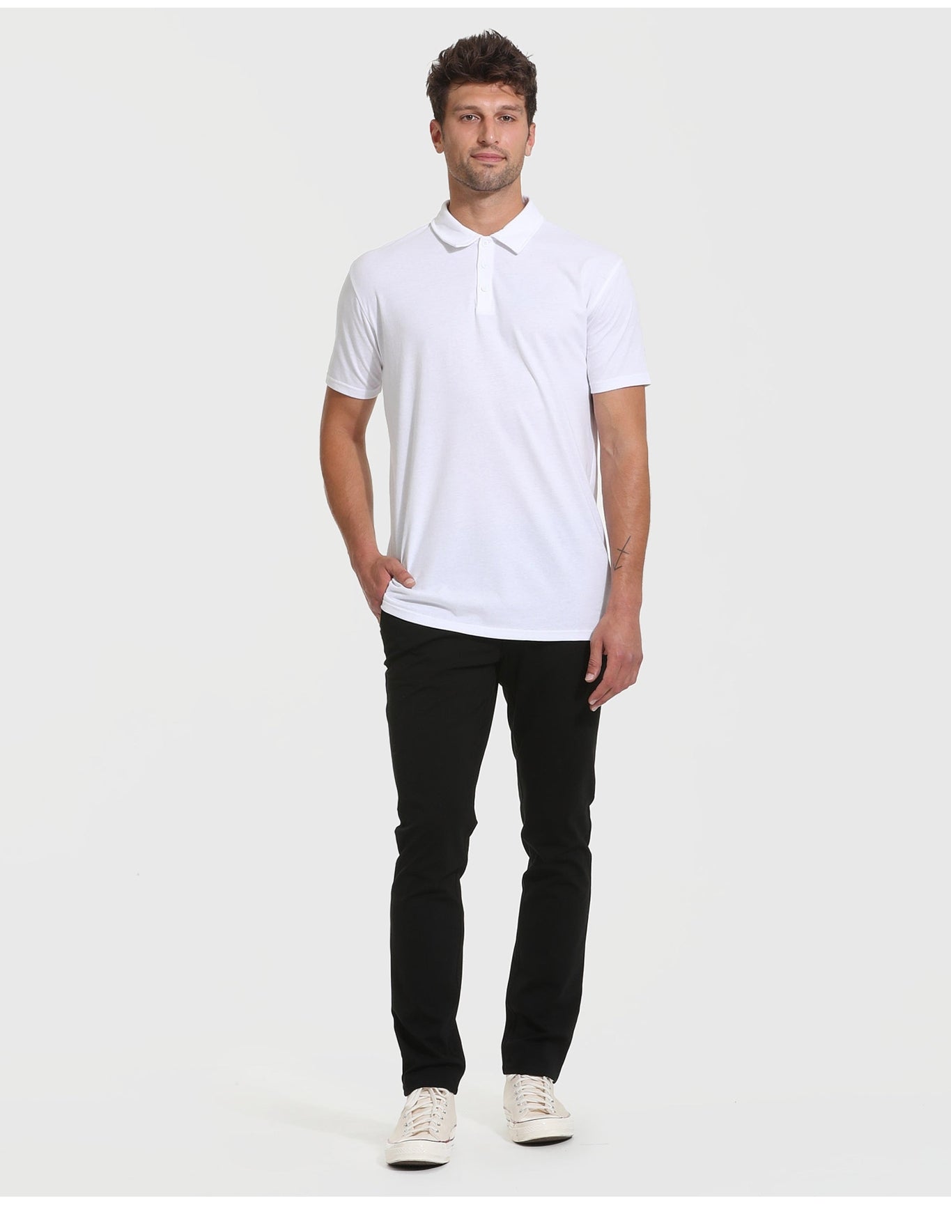 Short Sleeve Tall Polo | White