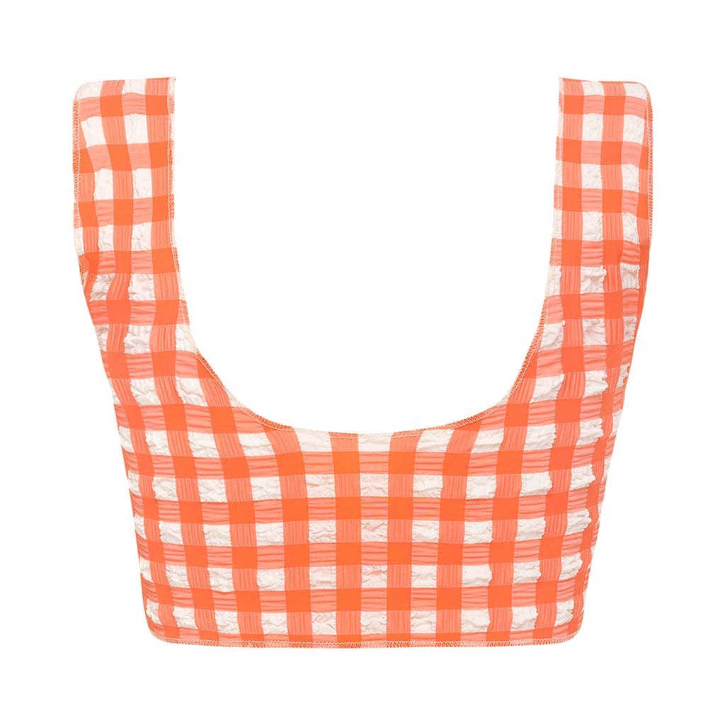 Sheer Kim Bikini Top | Shrimp Gingham