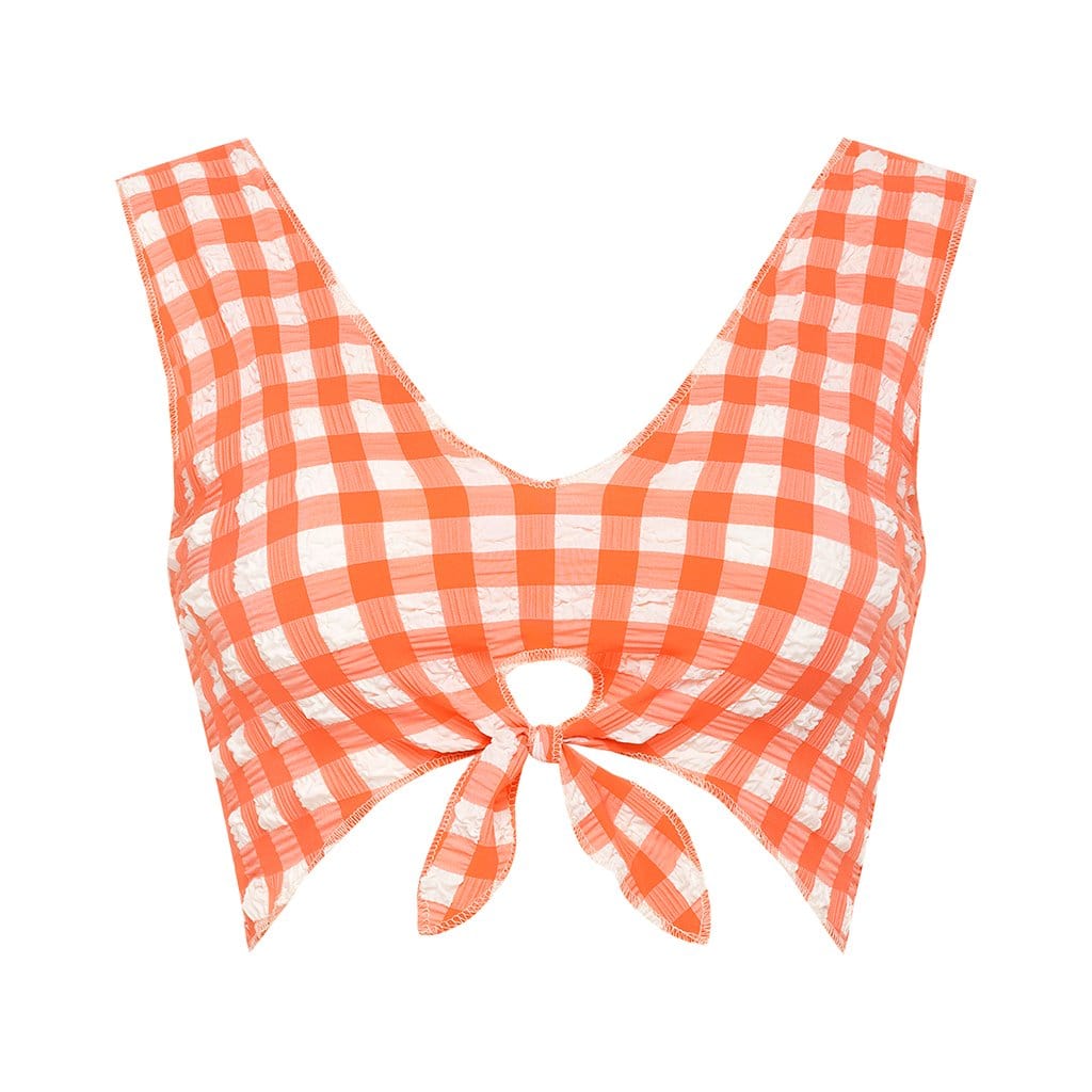 Sheer Kim Bikini Top | Shrimp Gingham