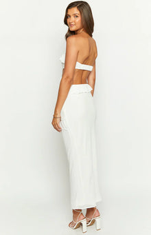 Ryder Strapless Ruffle Maxi Dress | White