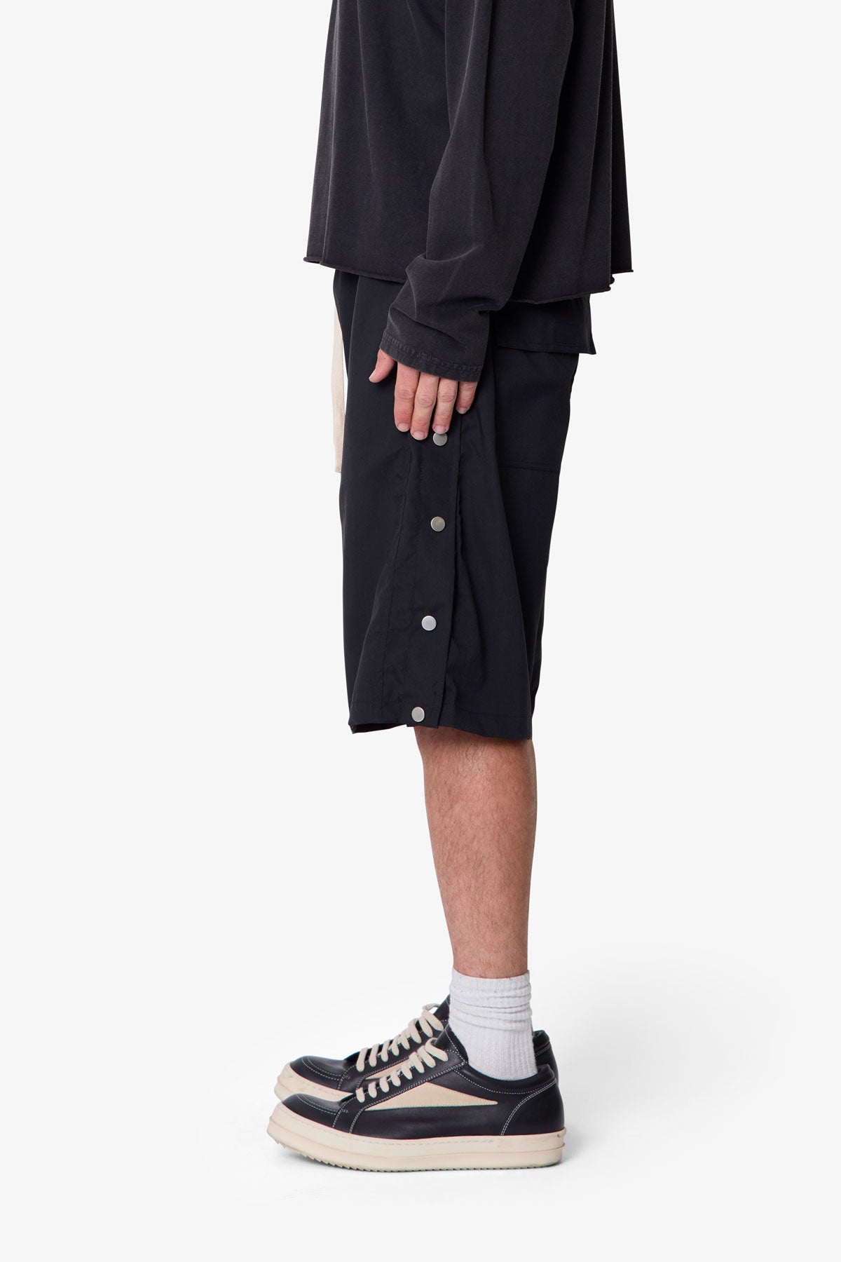 Side Snap Nylon Shorts | Black