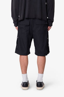 Side Snap Nylon Shorts | Black