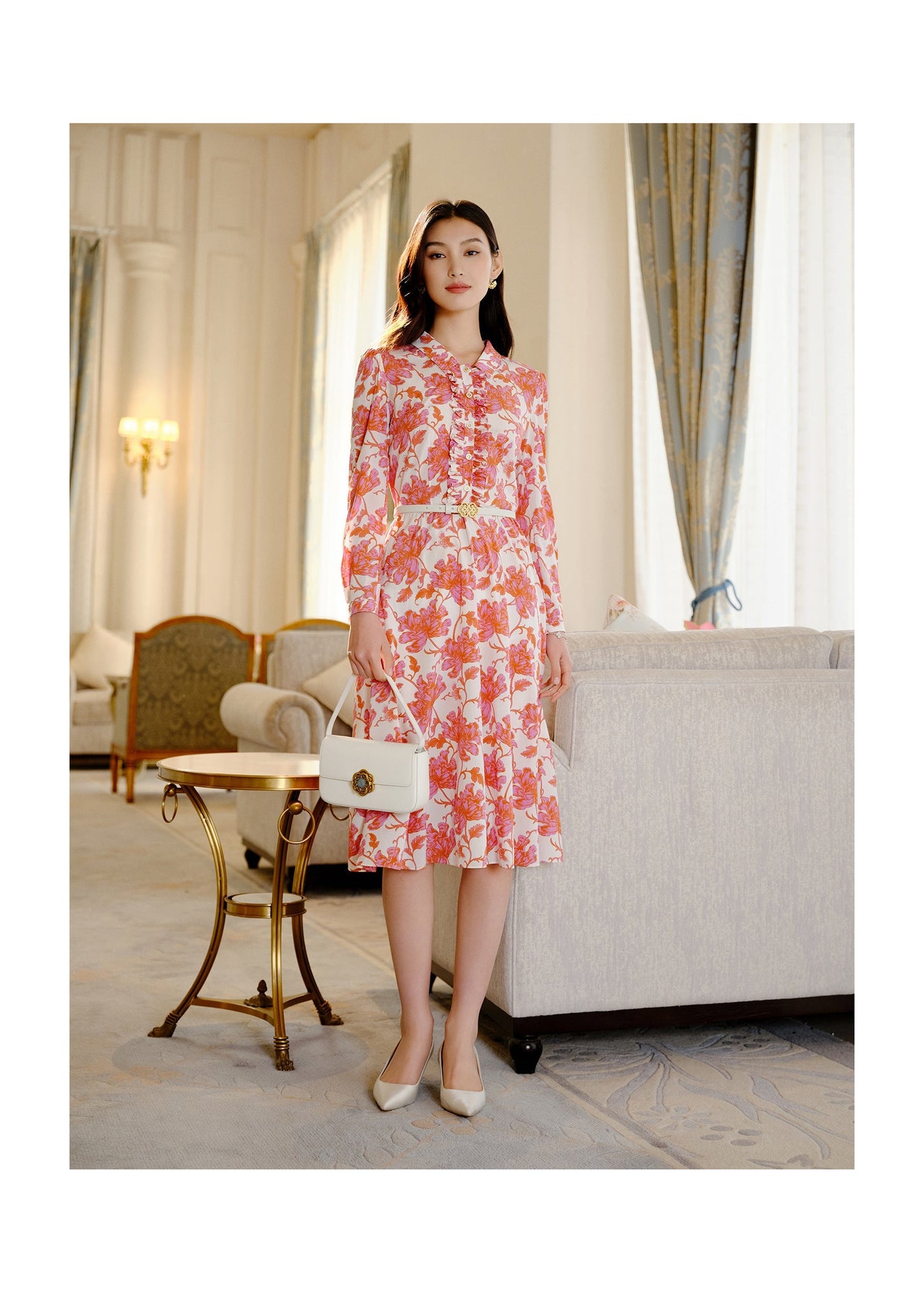 Silk Printed Dress | Pink