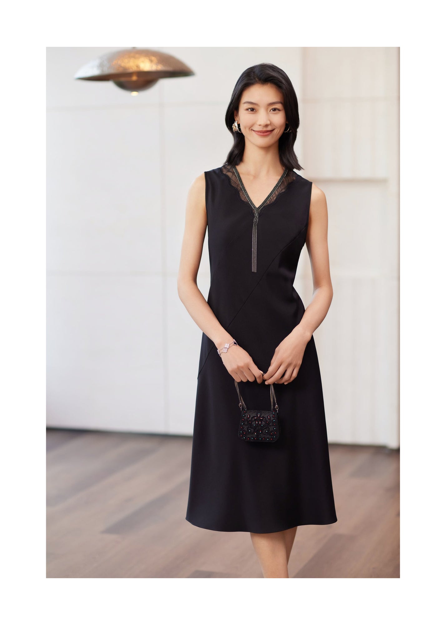 Silk Sleeveless Dress | Black
