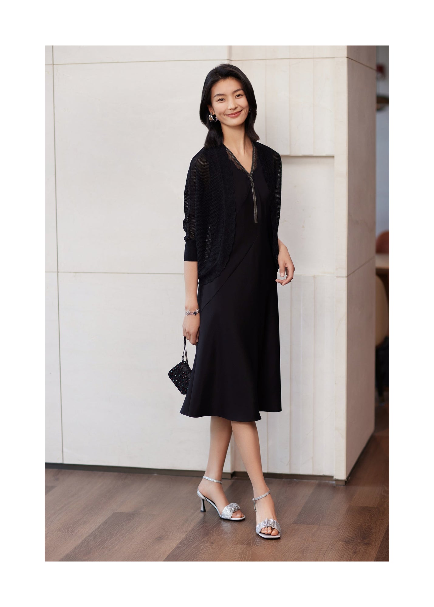Silk Sleeveless Dress | Black