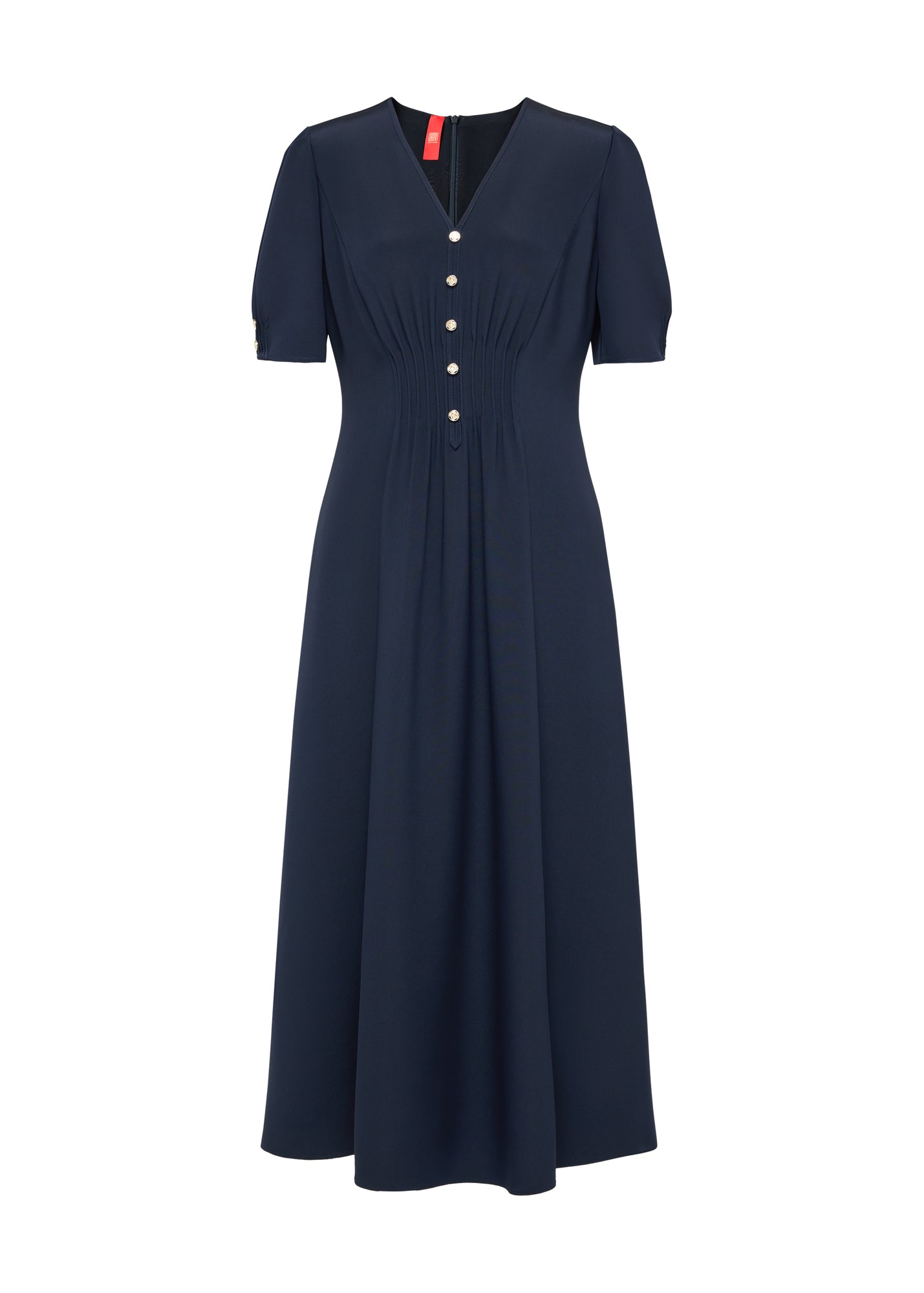 Silk V-Neck Dress | Navy