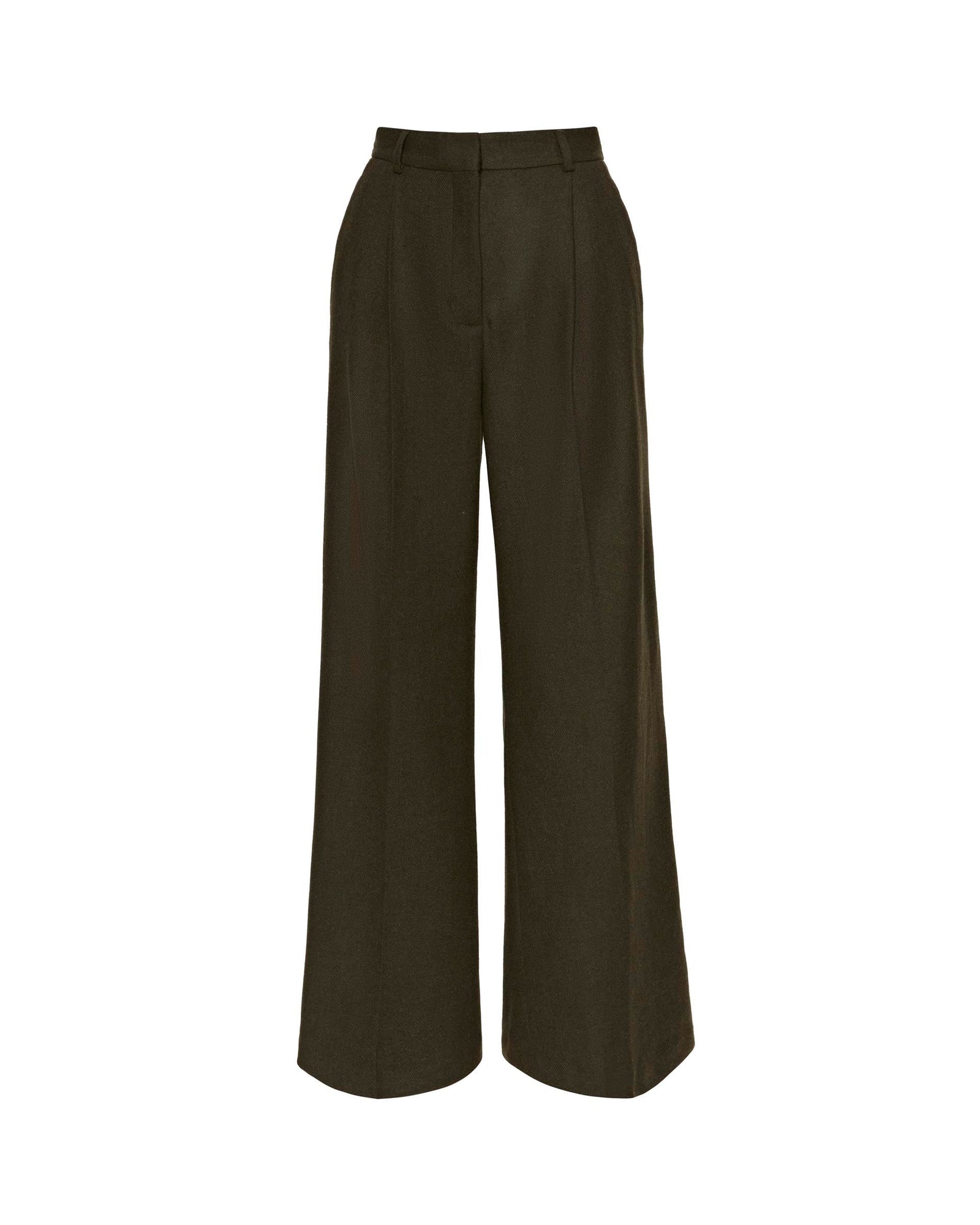 Single Pleat Trouser in Wool Twill | Hunter