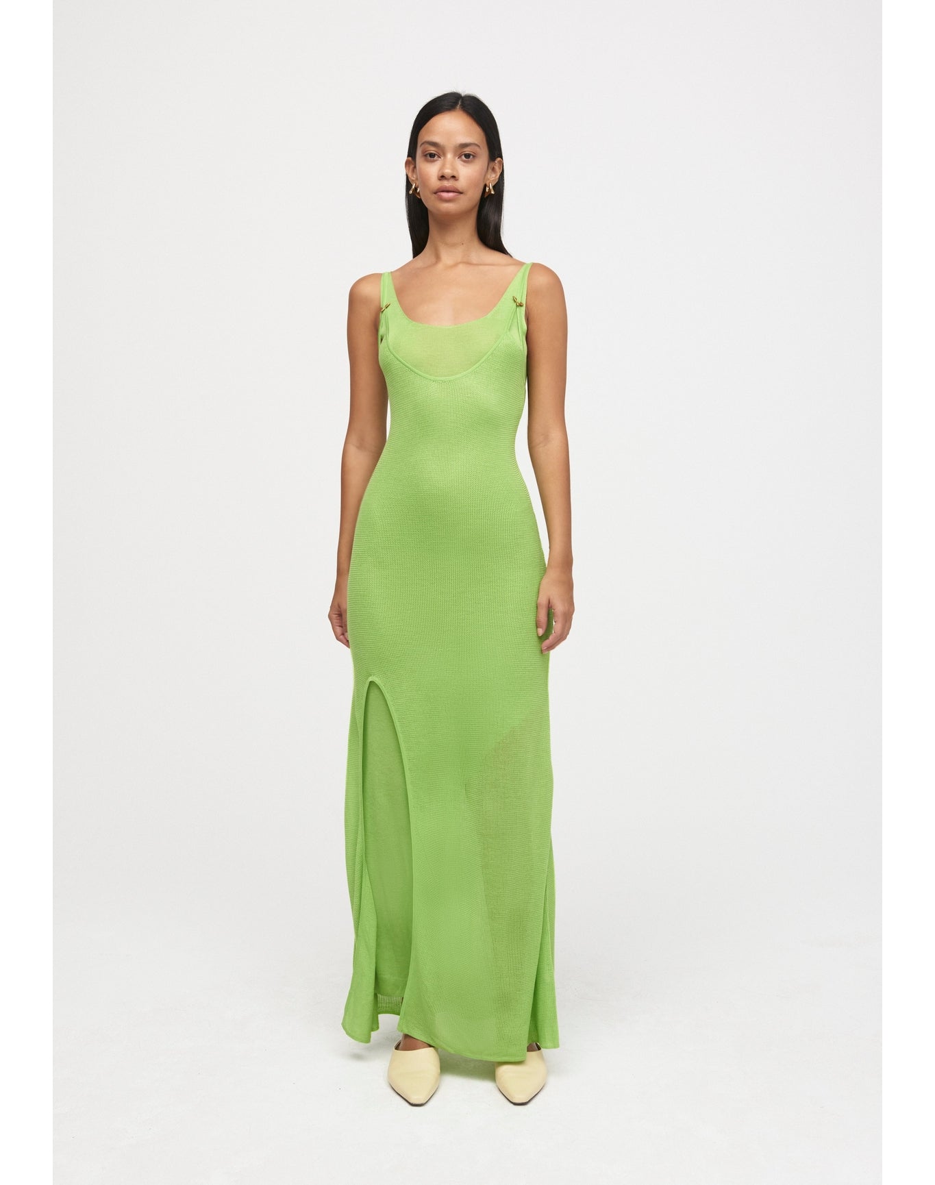 Sirena | Layered Knit Maxi Dress | Vibrant Green