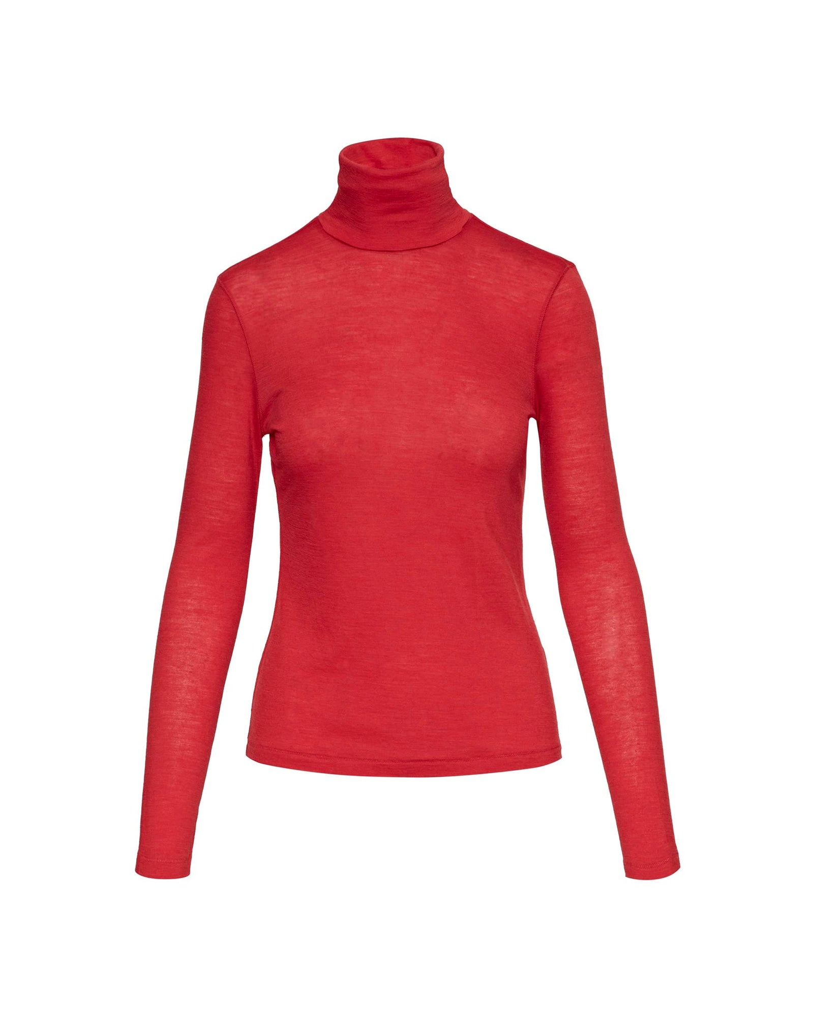 Skinny Turtleneck in Merino Silk Jersey | Scarlet