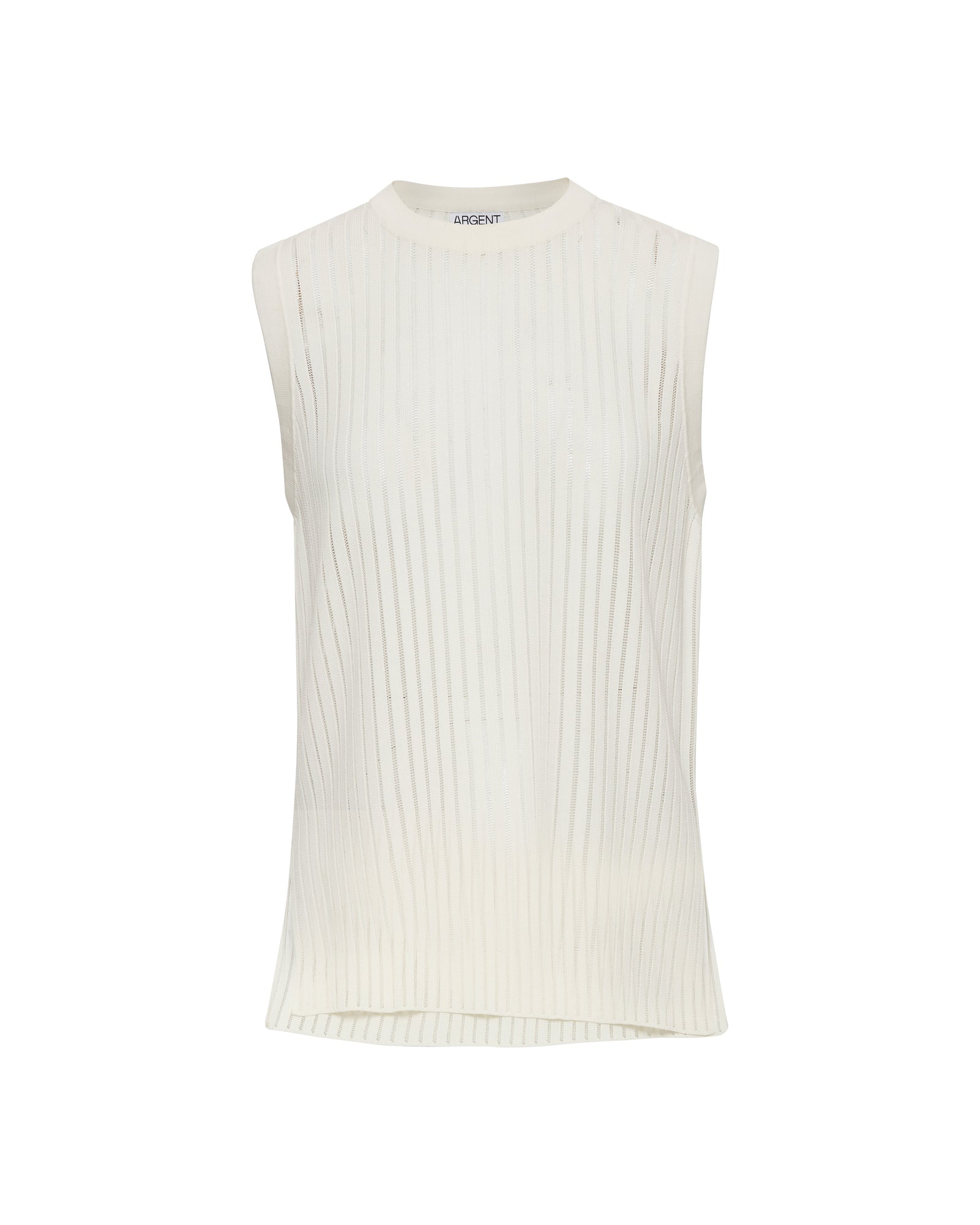 Sleeveless Stretch Crew in Mercerized Cotton | White