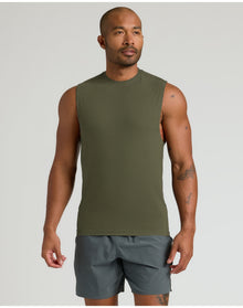 Sleeveless Active Muscle Tee | Military Green