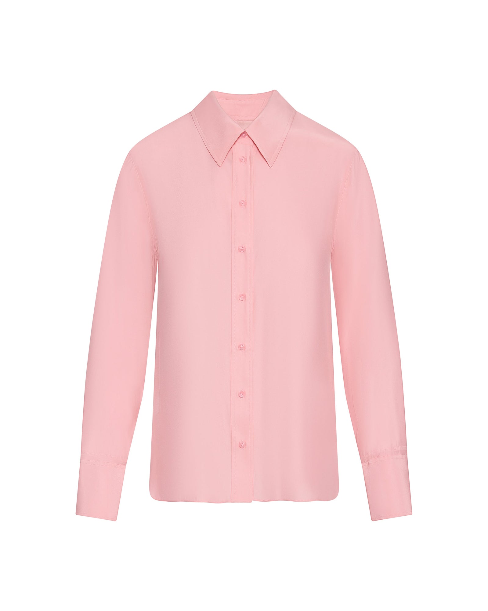 Slim Blouse in Matte-side Silk Charmeuse | Pale Pink