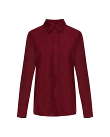 Slim Blouse in Silk Twill | Merlot