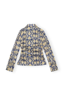Snake Printed Crinkled Satin Fitted Shirt | Safari
