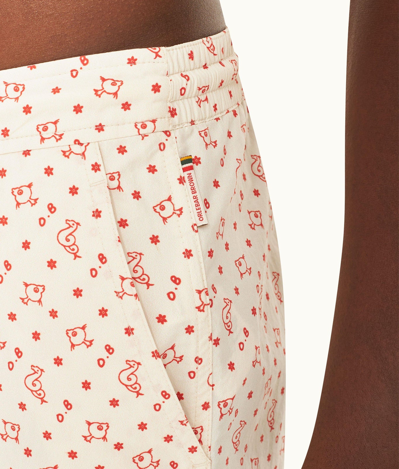 Standard Logo Print Mid-Length Drawcord Swim Shorts | White Sand