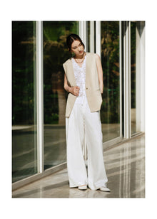 Straight-Cut Lace Vest | White