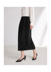 Straight Silk Skirt | Black