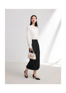 Straight Silk Skirt | Black