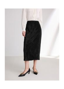Straight Silk Skirt | Black